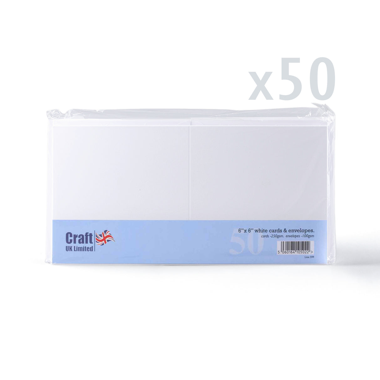 Släta vita kort 250 g/m² och kuvert 100 g/m² – paket