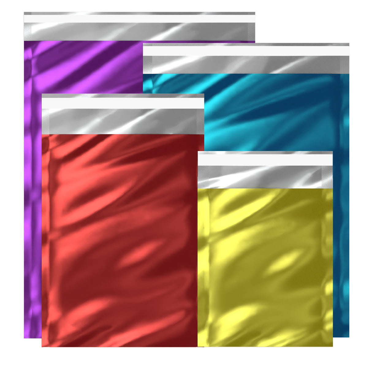 Glansiga metalliskfolierade påsar