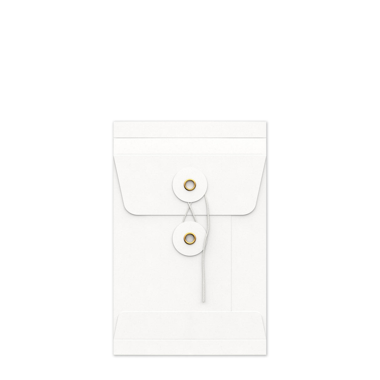 Kuvert med sträng och bricka och bälgsidor