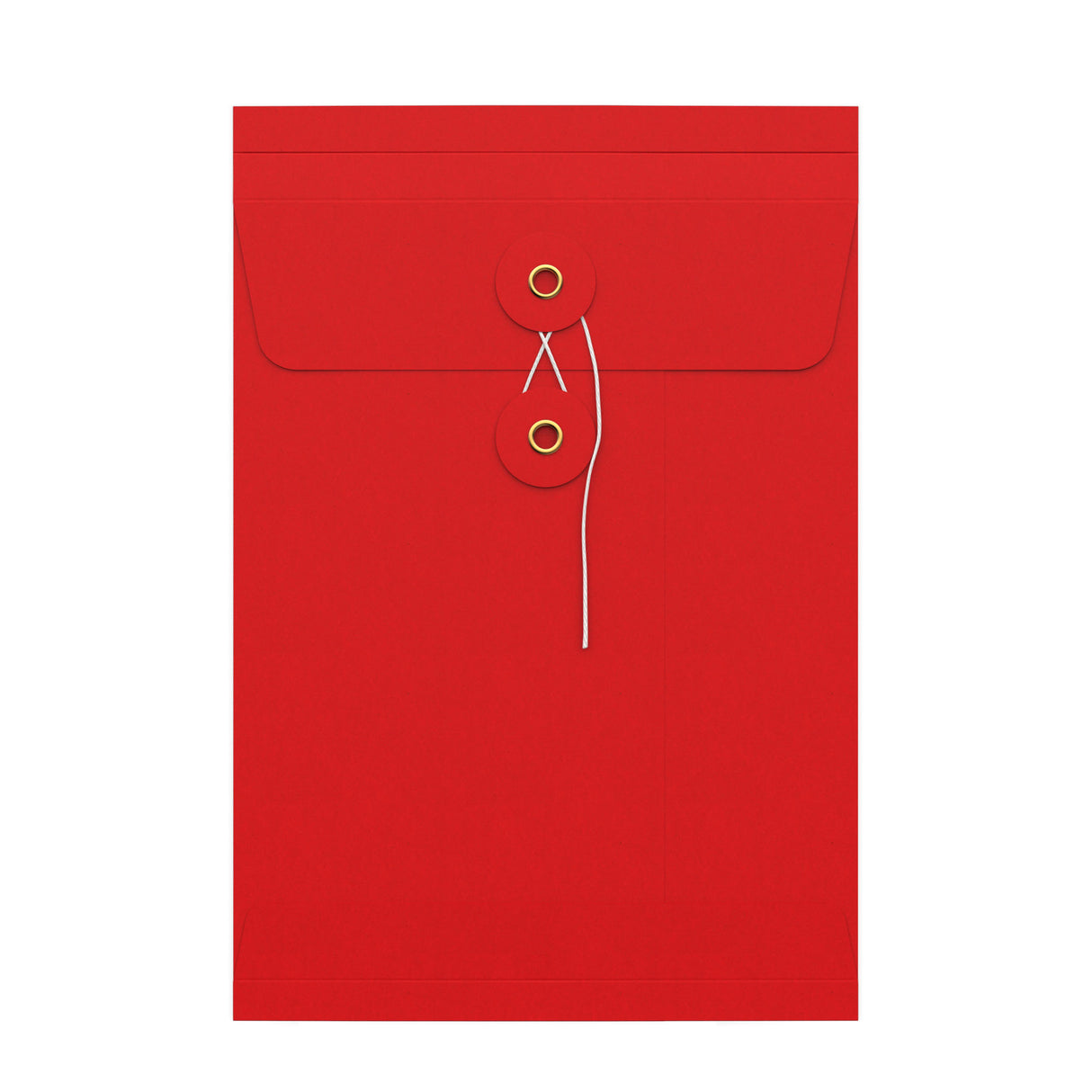 Kuvert med sträng och bricka och bälgsidor