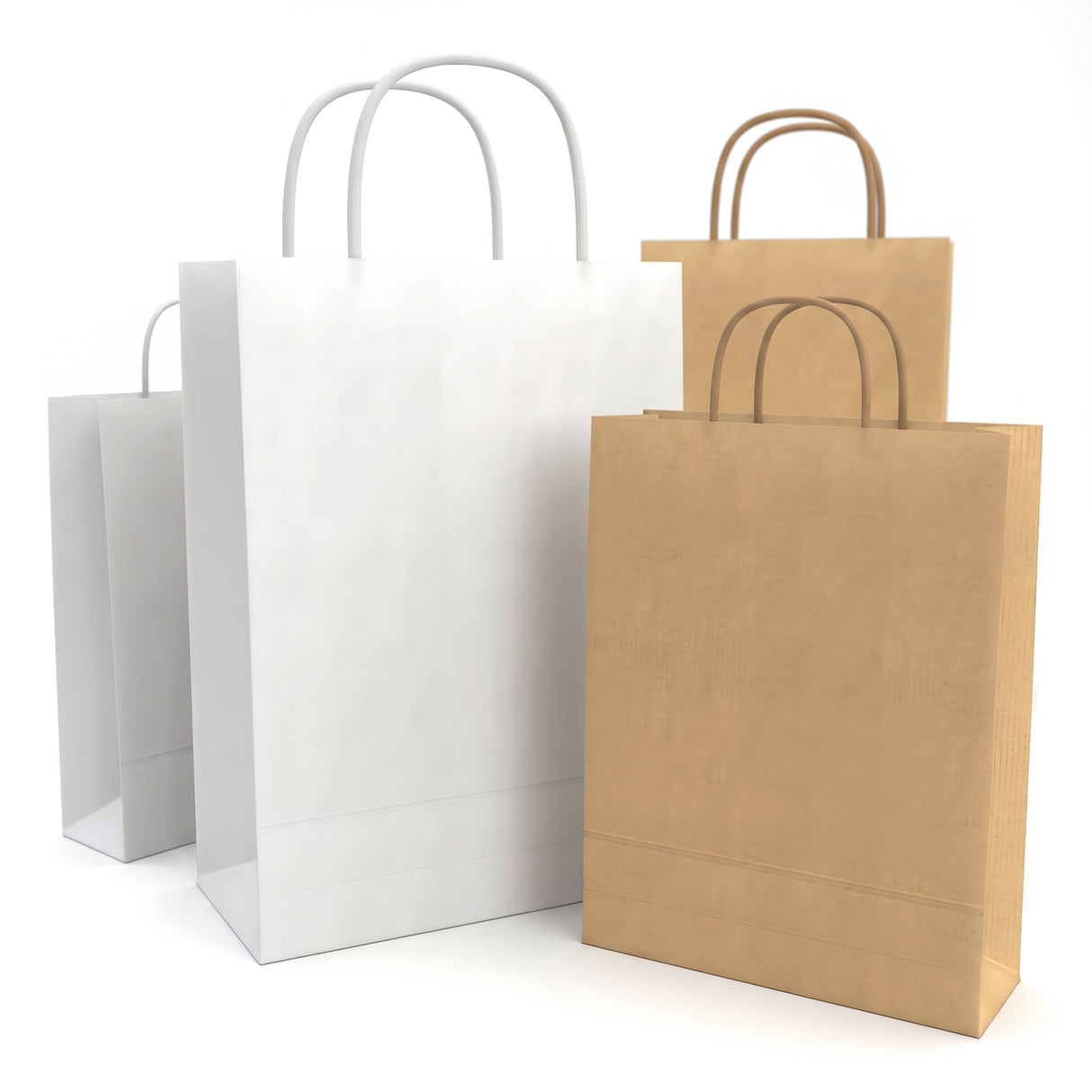 Papperskassar med tvinnade handtag