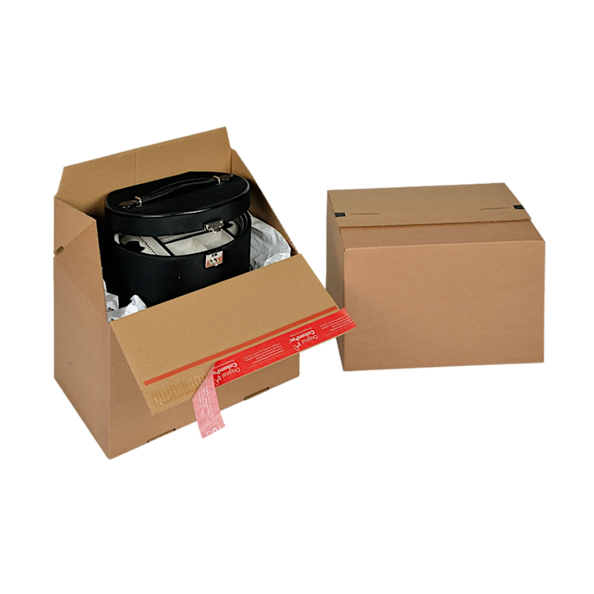 Kartong med självförslutande förslutning för frakt