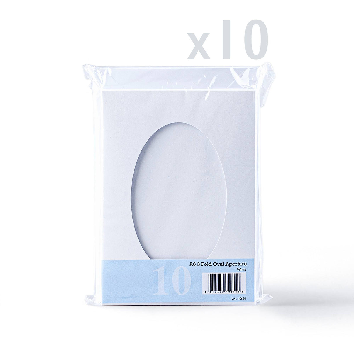 Vita tredelade kort med ovalt fönster – förpackning