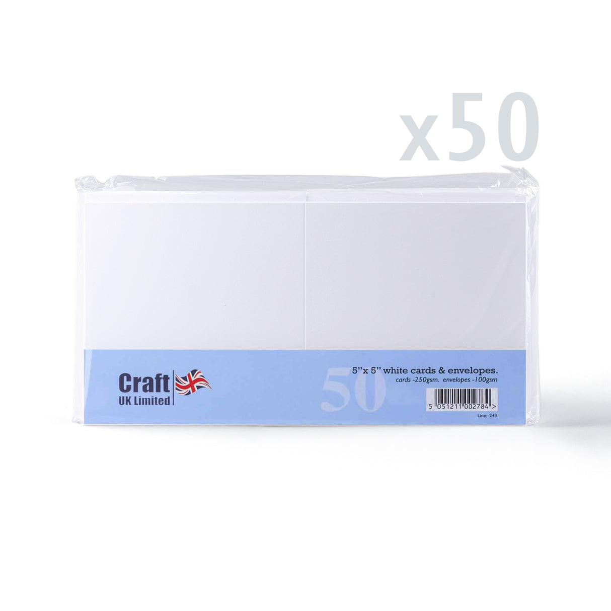Släta vita kort 250 g/m² och kuvert 100 g/m² – paket
