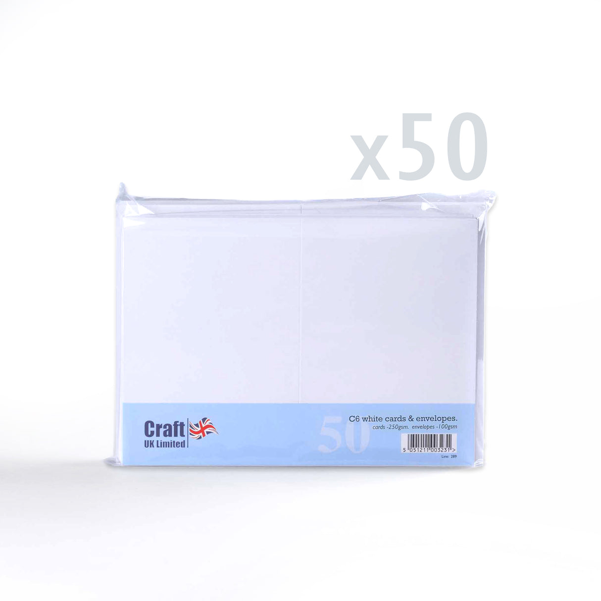 Släta vita kort 250 g/m² och kuvert 100 g/m² – paket