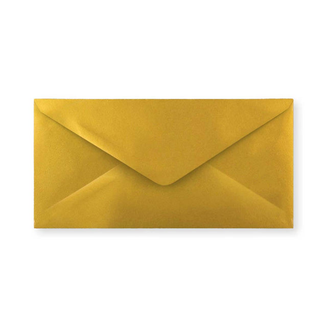 DL Metallic Gold Gummed V-Flap Envelope (110 x 220mm)