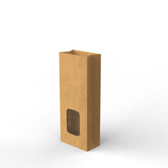 Paper Kraft Food Bags Manila 200 x 95 x 55 mm Window