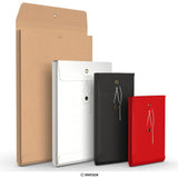 Kuvert med sträng och bricka och bälgsidor