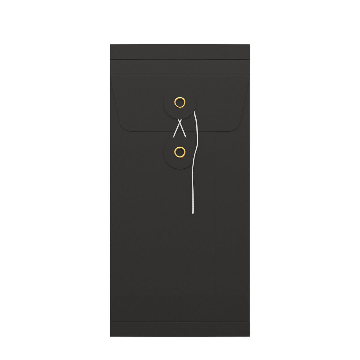 Kuvert med sträng och bricka och bälgsidor