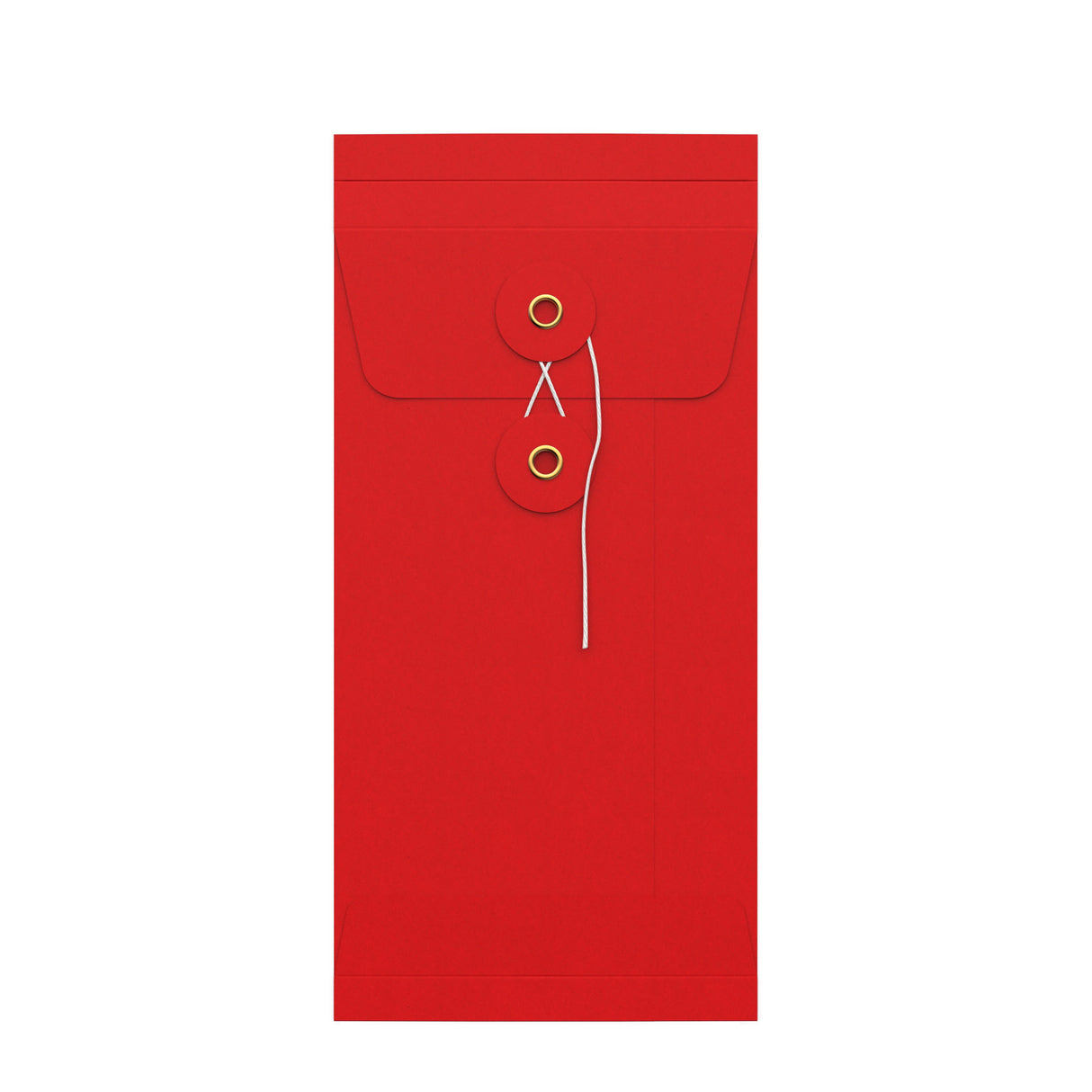 Kuvert med sträng och bricka och bälgsidor