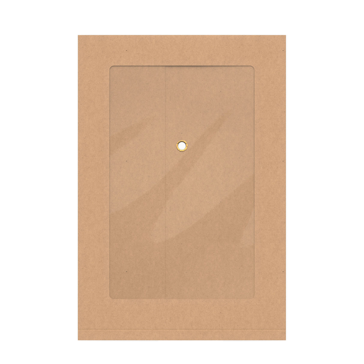 Kuvert med hela fönstre med sträng och bricka och bälgsidor